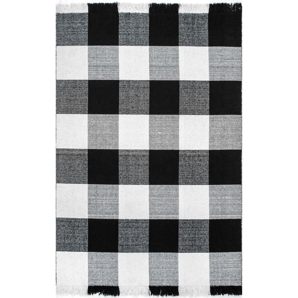 nuloom Fay Buffalo Plaid Fringe Area Rug Black