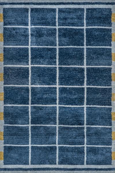 nuloom Fountain Checked Wool Area Rug Blue
