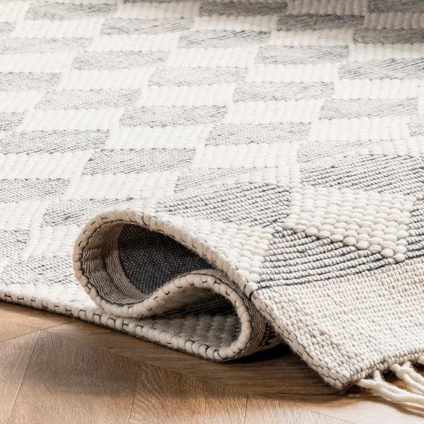 Nuloom Fractal Diamond Wool Area Rug Grey