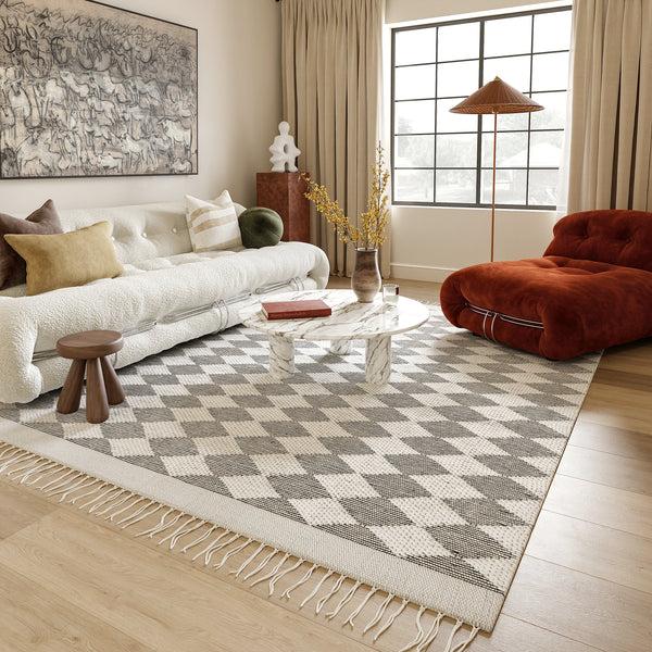 Nuloom Fractal Diamond Wool Area Rug Grey