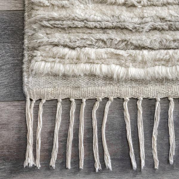 Nuloom Fred Striped Shag Area Rug Grey
