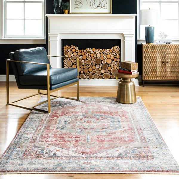 Nuloom Galilea Mottled Mast Medallion Beige