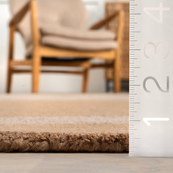 Nuloom Gino Two-Tone Bordered Wool Area Rug Beige