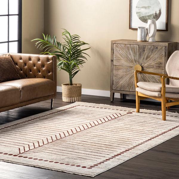 Nuloom Gothic Zen Fringed Area Rug Beige