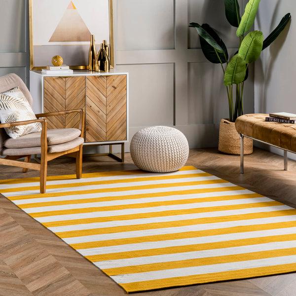 Nuloom Gracen Cotton Stripe Area Rug Yellow