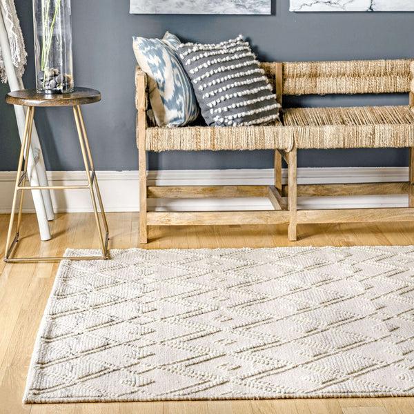 Nuloom Greta Dotted Diamonds Texture Ivory