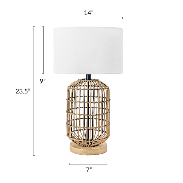 Nuloom Gretna 25" Rattan & Iron Table Lamp Brass