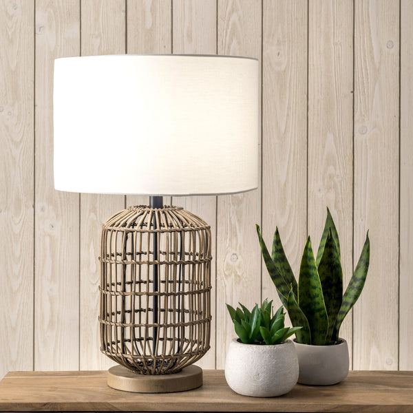 Nuloom Gretna 25" Rattan & Iron Table Lamp Brass