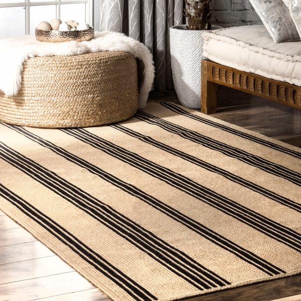 Nuloom Hand Braided Striped Brenna Natural