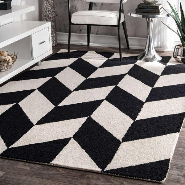 Nuloom Hand Tufted Katte Black And White