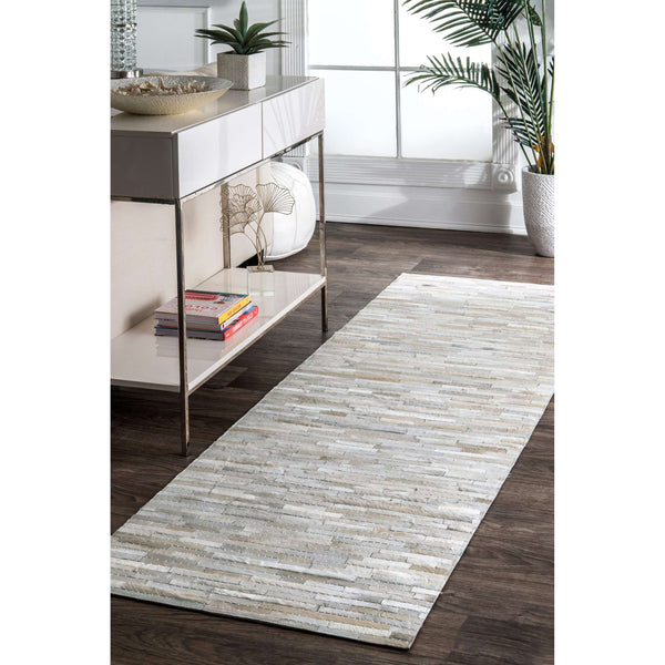 Nuloom Hand Woven Clarity Patchwork Cowhide Beige