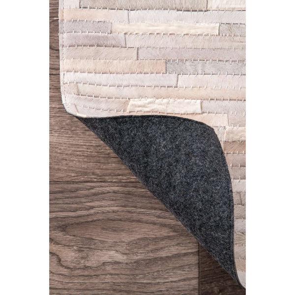 Nuloom Hand Woven Clarity Patchwork Cowhide Beige