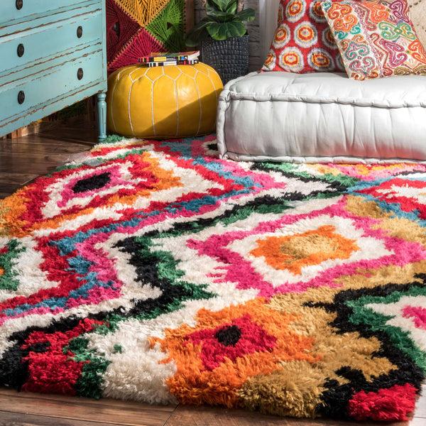 Nuloom Handmade Carnival Abbey Shaggy Multi