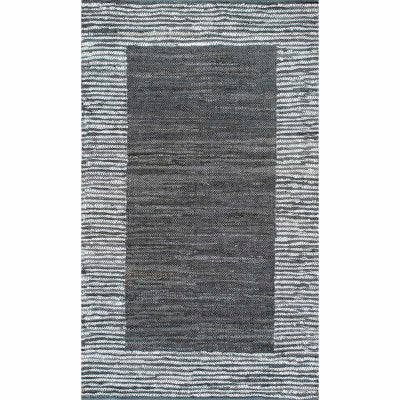 nuloom Handwoven Solid Striped Border Neta Grey