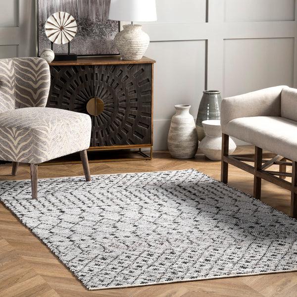 Nuloom Hartford Leather Moroccan Flatweave Ivory
