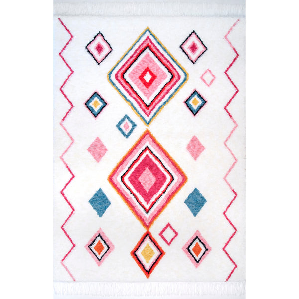 nuloom Ingrid Diamond Shaggy Pink Multi