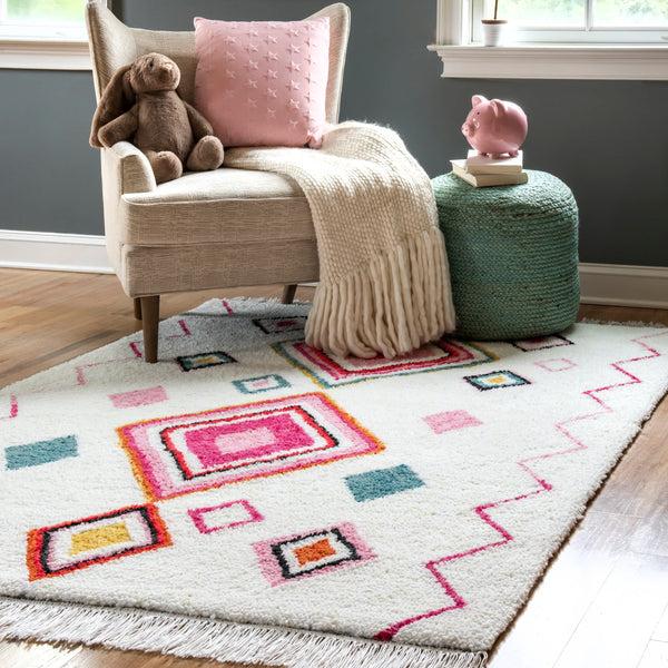 Nuloom Ingrid Diamond Shaggy Pink Multi