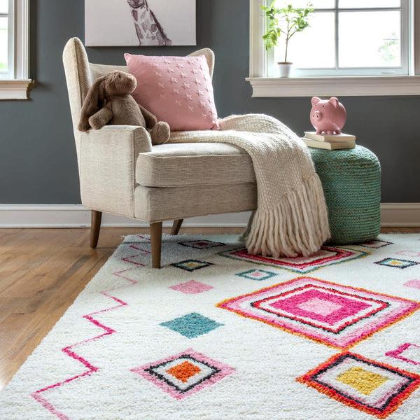 Nuloom Ingrid Diamond Shaggy Pink Multi