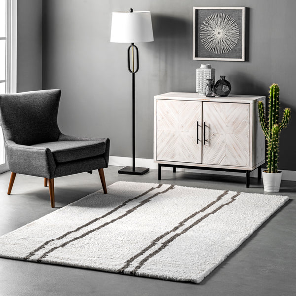 Nuloom Isis Handmade Striped Modern Area Rug Ivory