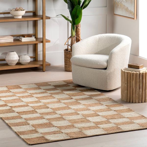 Nuloom Izara Checkered Jute Area Rug Natural