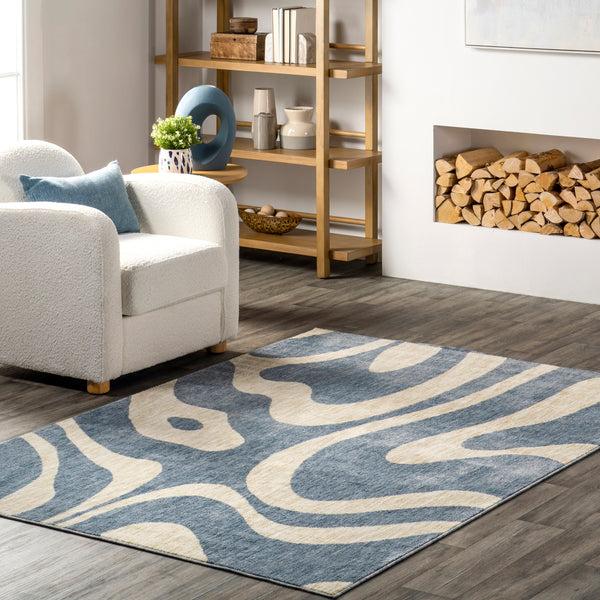 Nuloom Izzy Retro Swirls Kids Area Rug Blue