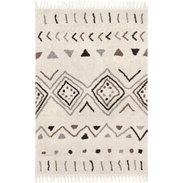 nuloom Jaimie Tribal Lined Tassled Area Rug Beige