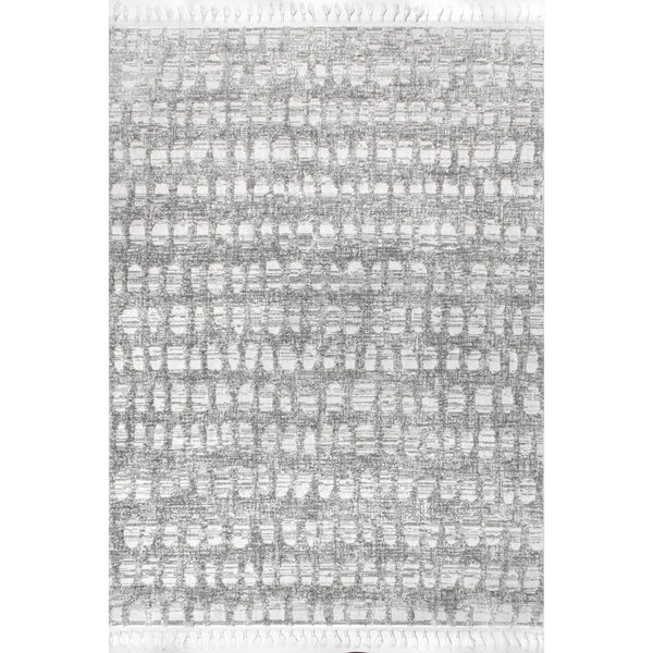 nuloom Jean Textured Ovals Tassel Area Rug Grey