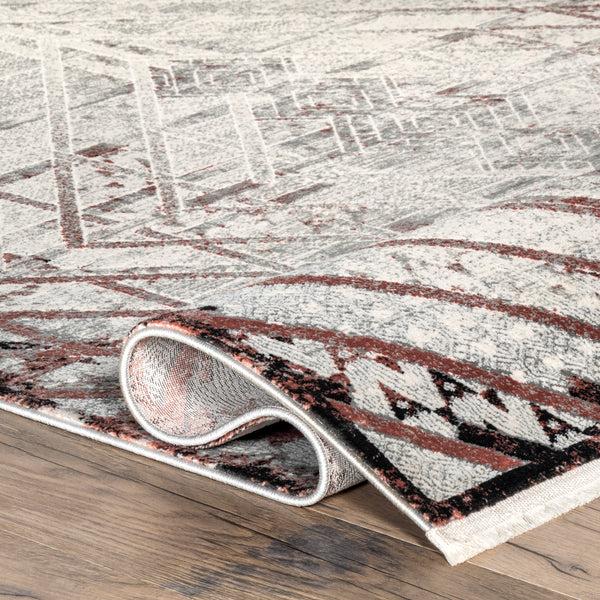 Nuloom Jesse Geometric Faded Fringe Area Rug Beige