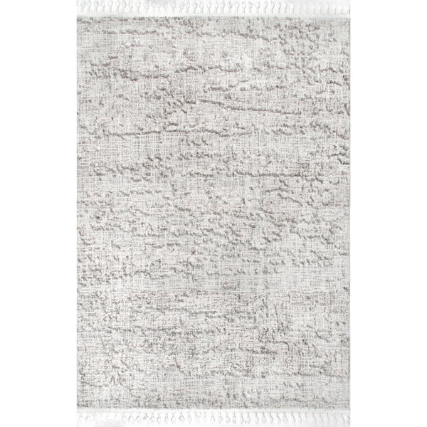 nuloom Joan Textured Abstract Tassel Area Rug Grey