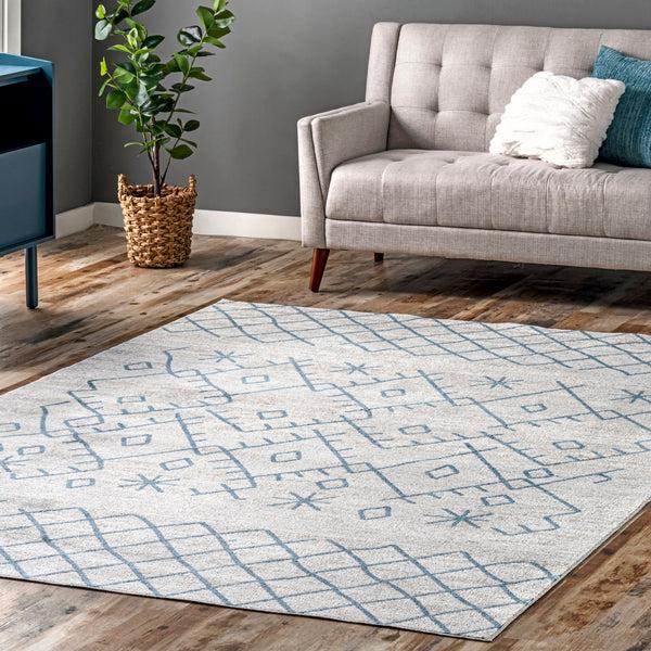 Nuloom Juniper Washable Crosshatch Area Rug Blue