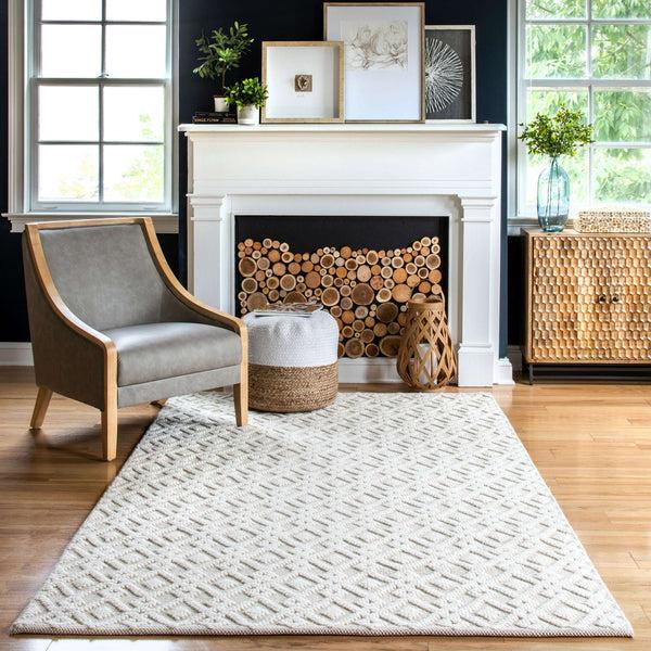 Nuloom Kadence Diamond Trellis Texture Ivory