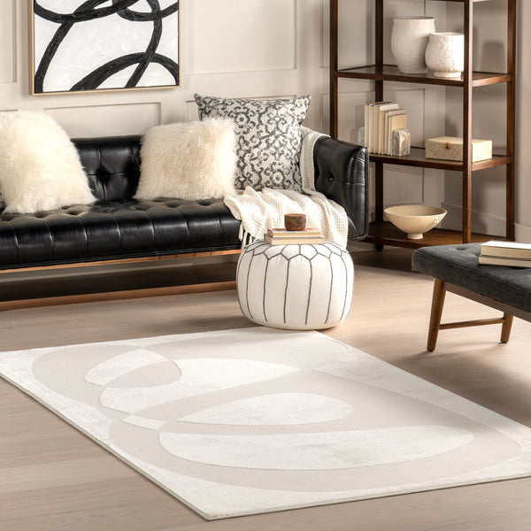 Nuloom Kahili High-Low Abstract Area Rug Cream