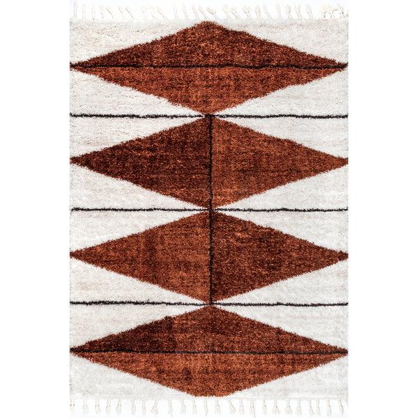 Nuloom Kali Shaggy Diamond Tassel Area Rug Rust
