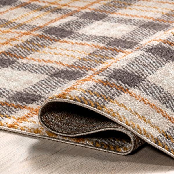 Nuloom Kalila Retro Plaid Area Rug Orange & Ivory