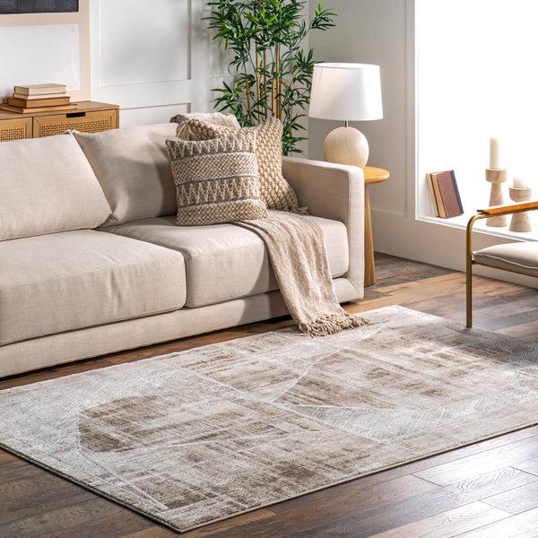 Nuloom Karly Distressed Geometric Area Rug Beige