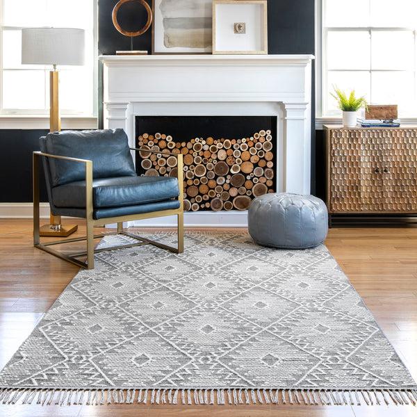 Nuloom Karsyn Tribal Eye Trellis Grey