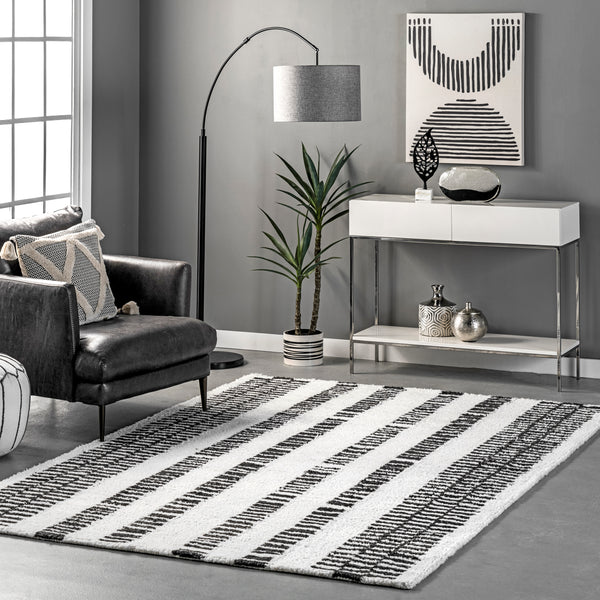 Nuloom Kasha Striped Modern Area Rug Gray