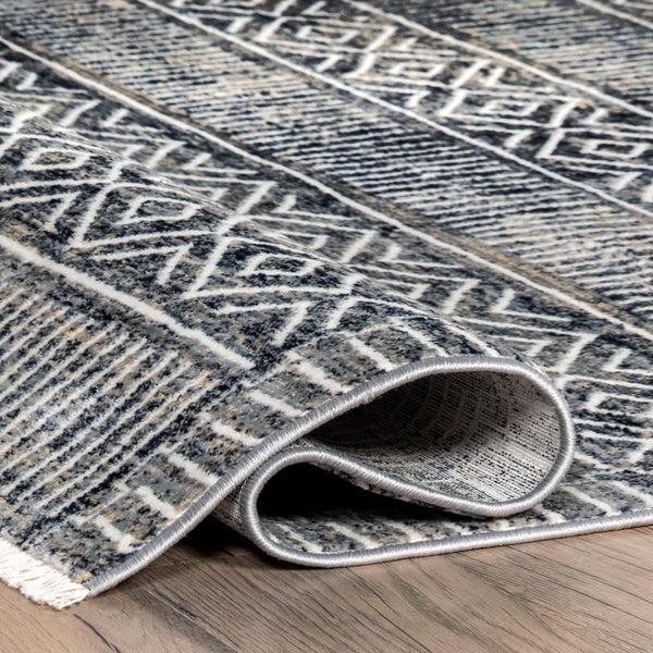 Nuloom Kattie Tribal Striped Fringe Area Rug Blue