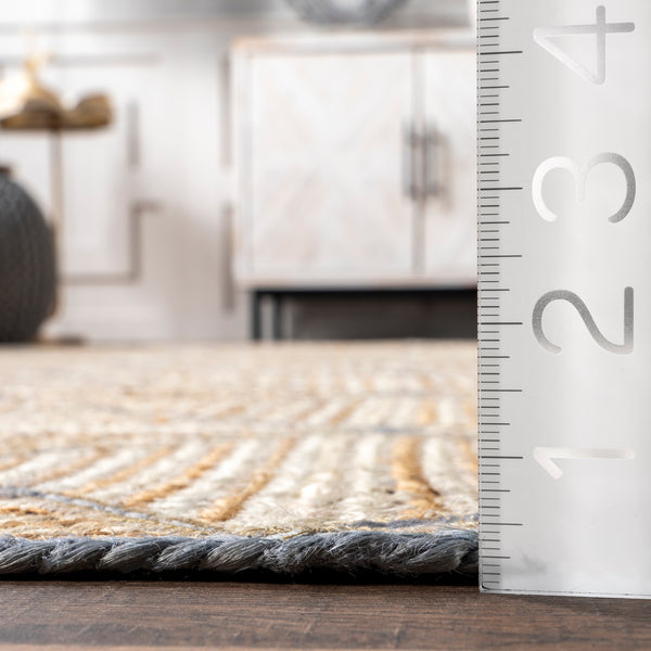 Nuloom Katya Geometric Tiled Jute Area Rug Blue
