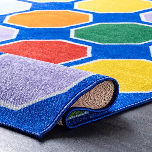 Nuloom Kecia Octagons Printed Rug Blue