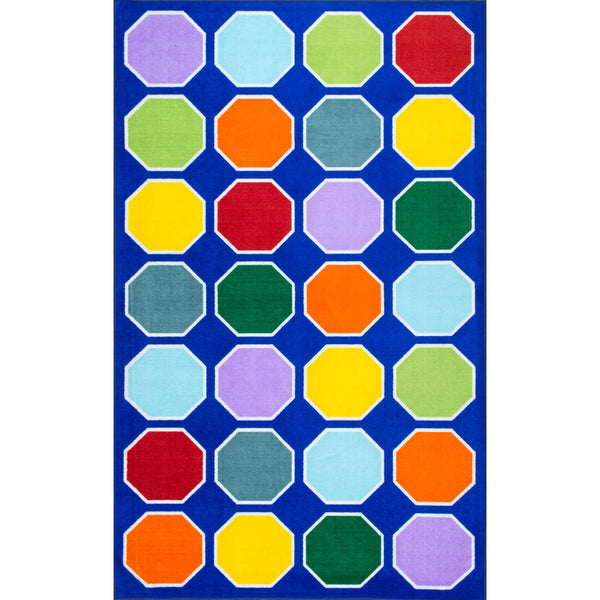 Nuloom Kecia Octagons Printed Rug Blue