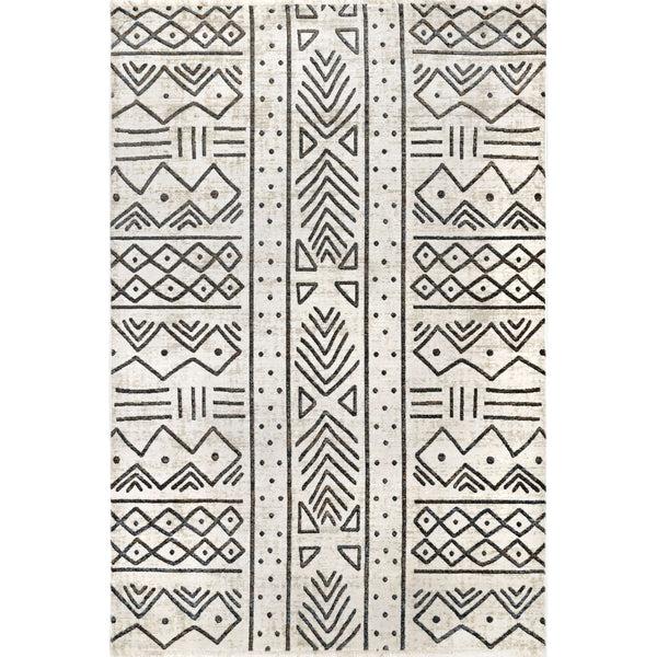 nuloom Kendra Tribal Panel Fringe Area Rug Beige