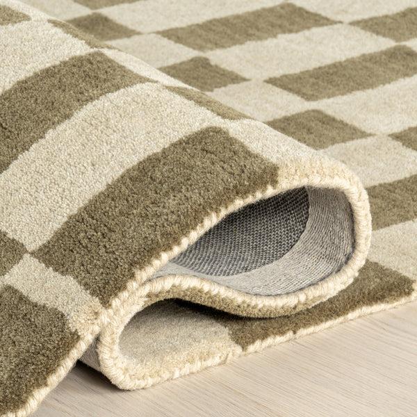 Nuloom Kia Checkerboard Wool Area Rug Olive
