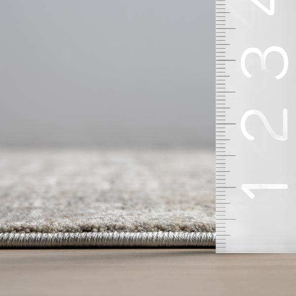 Nuloom Kiva Medallion Fringe Area Rug Light Grey