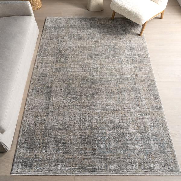 Nuloom Kiva Medallion Fringe Area Rug Light Grey