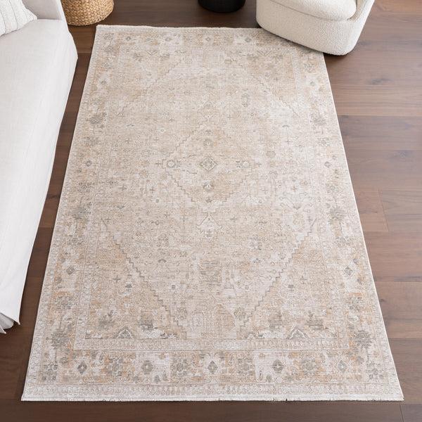 Nuloom Koami Medallion Fringe Area Rug Light Beige