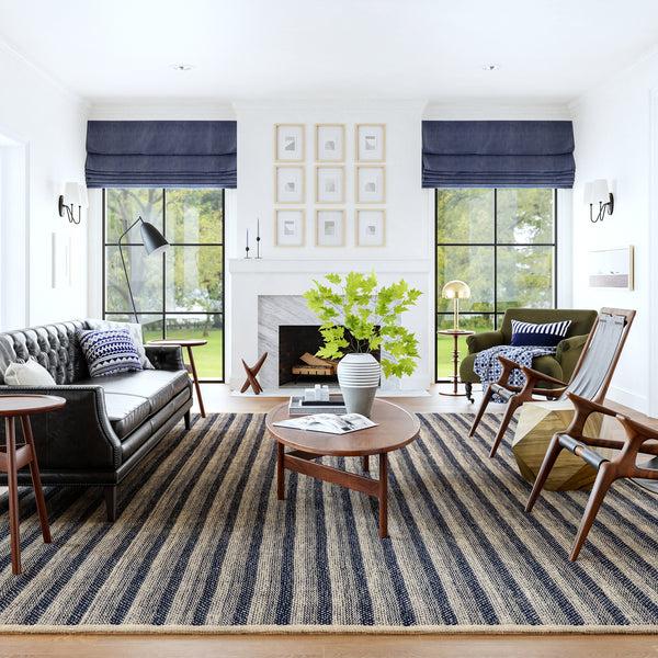 Nuloom Lake Striped Jute Area Rug Blue