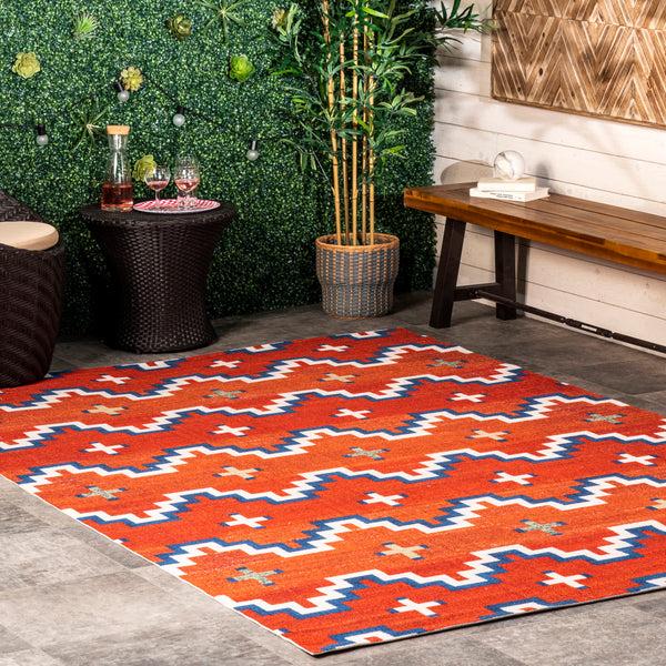 Nuloom Lani Aztec Indoor/Outdoor Area Rug Rust