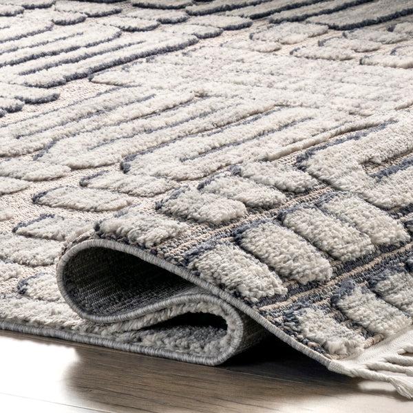 Nuloom Lea Textured Maze Tassel Area Rug Gray