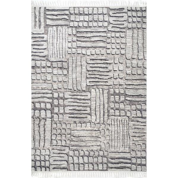 nuloom Lea Textured Maze Tassel Area Rug Gray